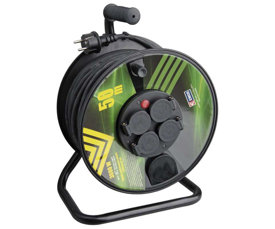 Šňůra prodlužovací gumová na bubnu 4 zásuvky - 50m