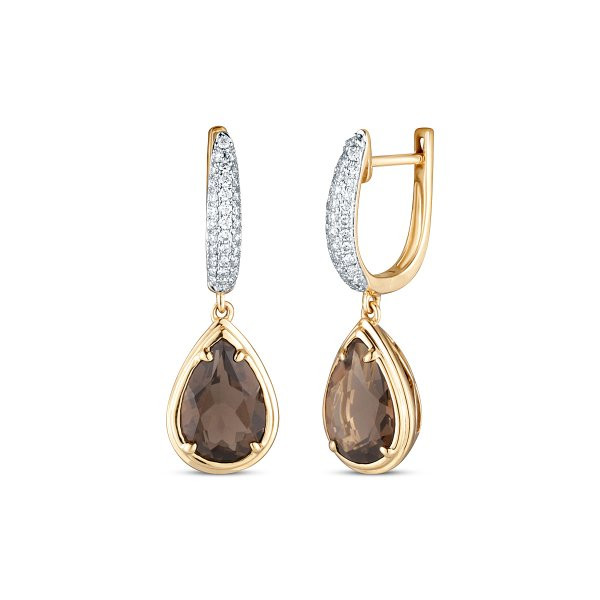 Náušnice s kouřovým topazem 234-957-SQ8043 3.90g