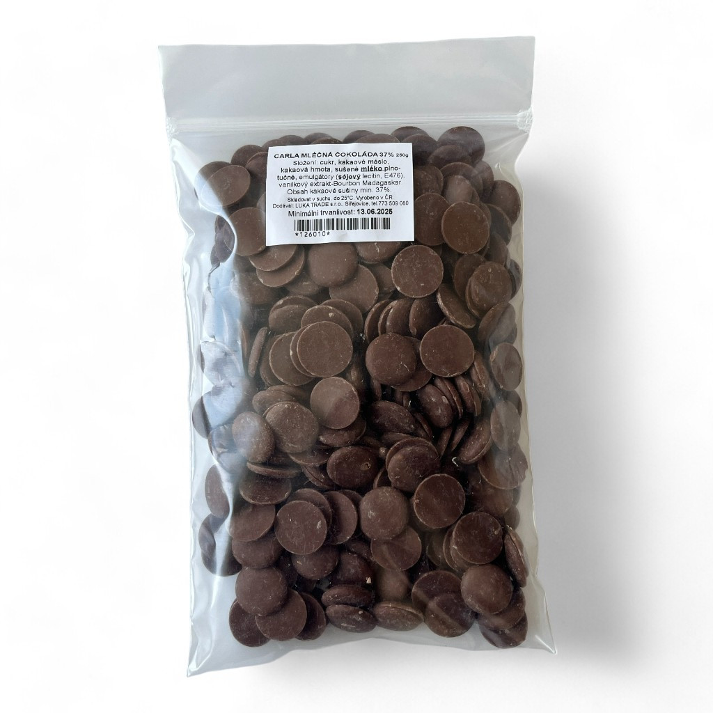 Carla Mléčná čokoláda 37% Hmotnost: 0,25 kg