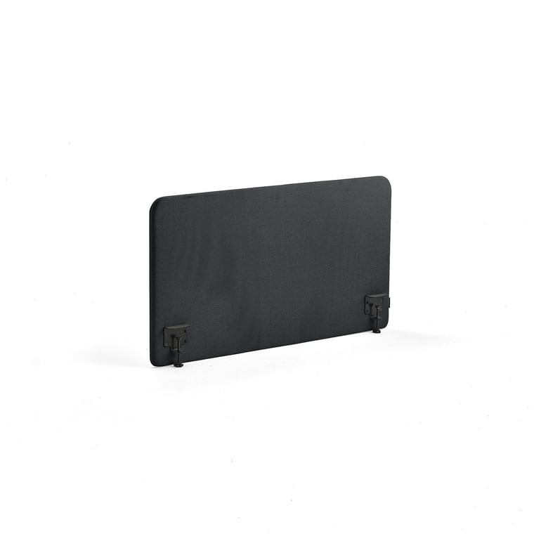 Stolový paraván ZONE, černé svorky, 1200X650x36 mm, potah Hush, tmavě šedá
