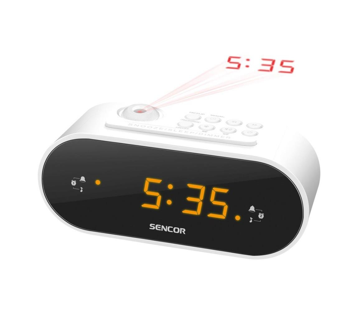 Sencor Sencor - Radiobudík s LED displejem a projektorem 5W/230V bílá