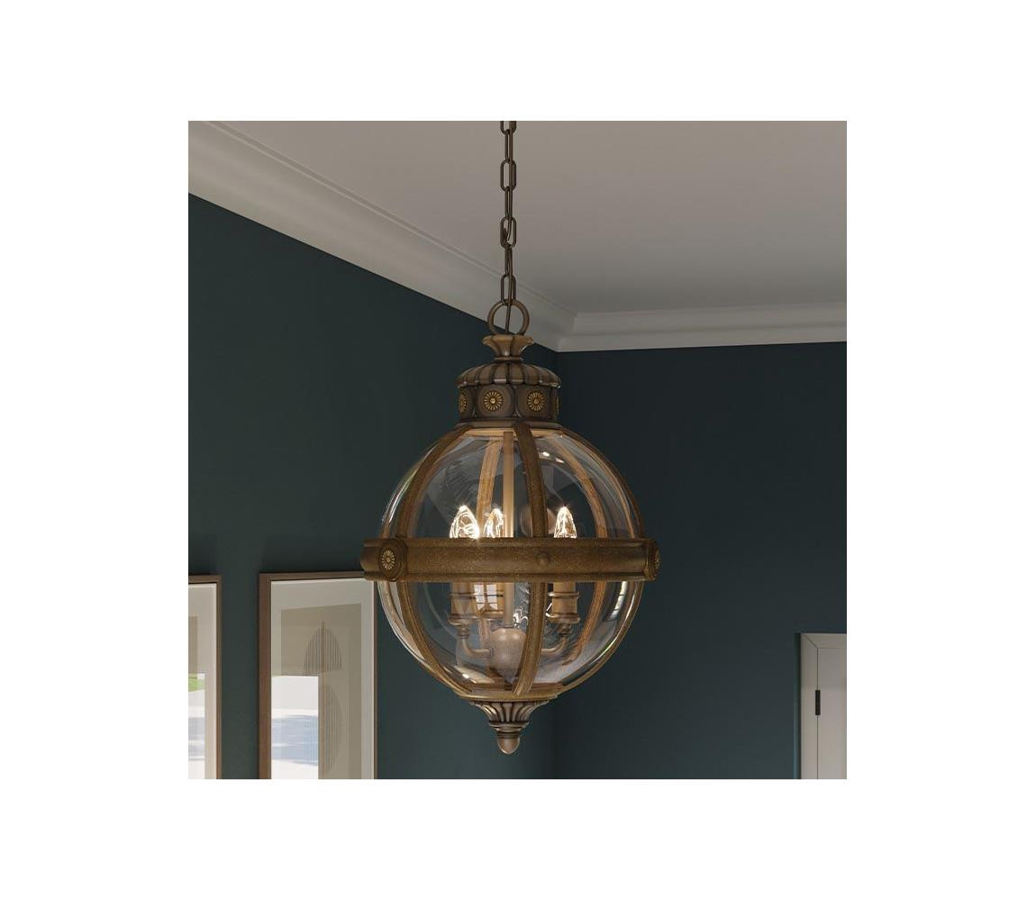 Elstead Feiss FE-ADAMS-3P-BRZ - Lustr na řetězu ADAMS 3xE14/60W/230V černá