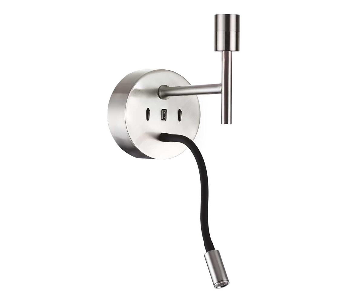 Ideal Lux Ideal Lux - LED Flexib. lampa s monturou SET UP 1xE27/42W+LED/3W/230V USB chrom