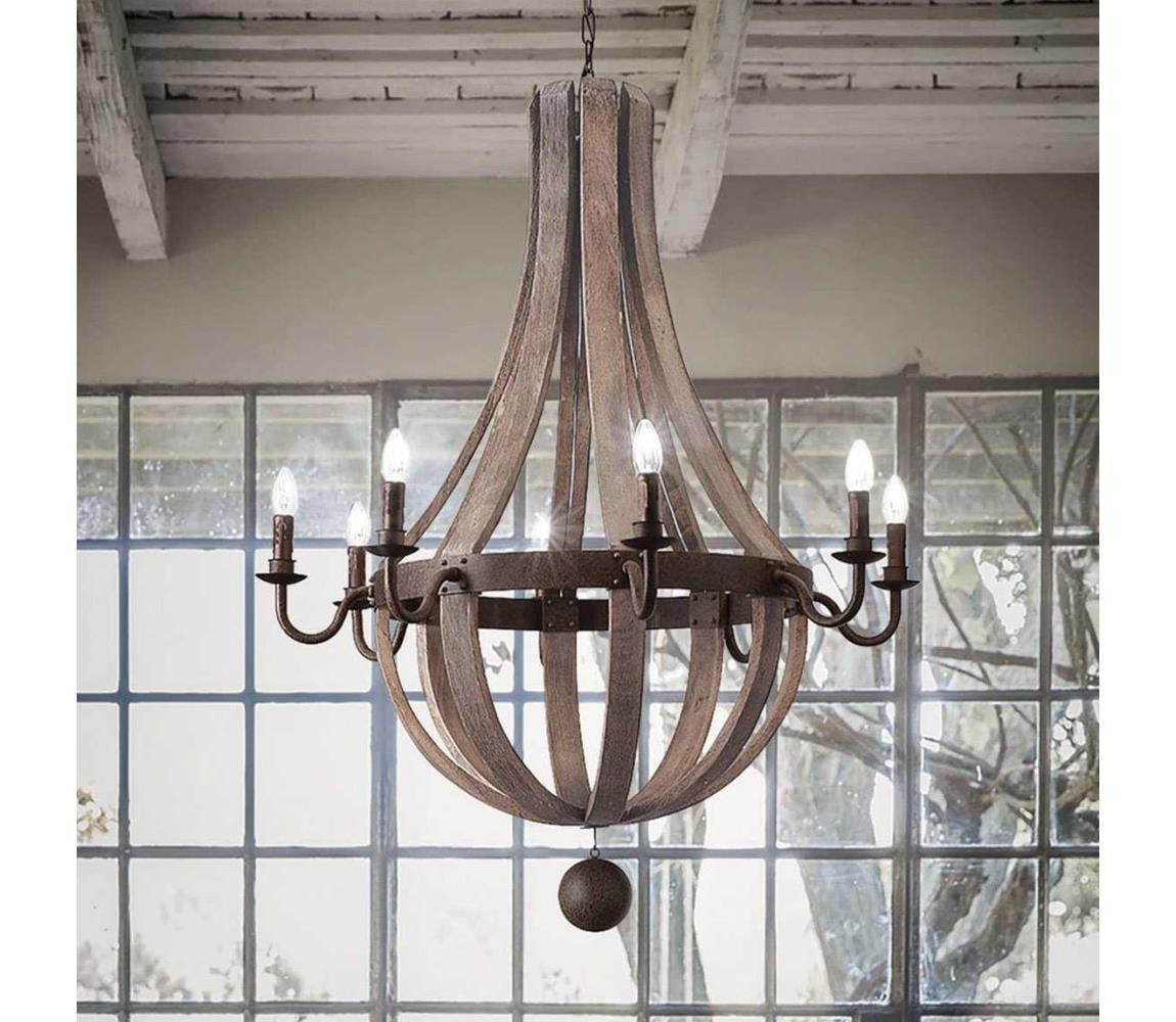 Ideal Lux Ideal Lux - Lustr na řetězu MILLENNIUM 8xE14/40W/230V pr. 92 cm bříza/hnědá