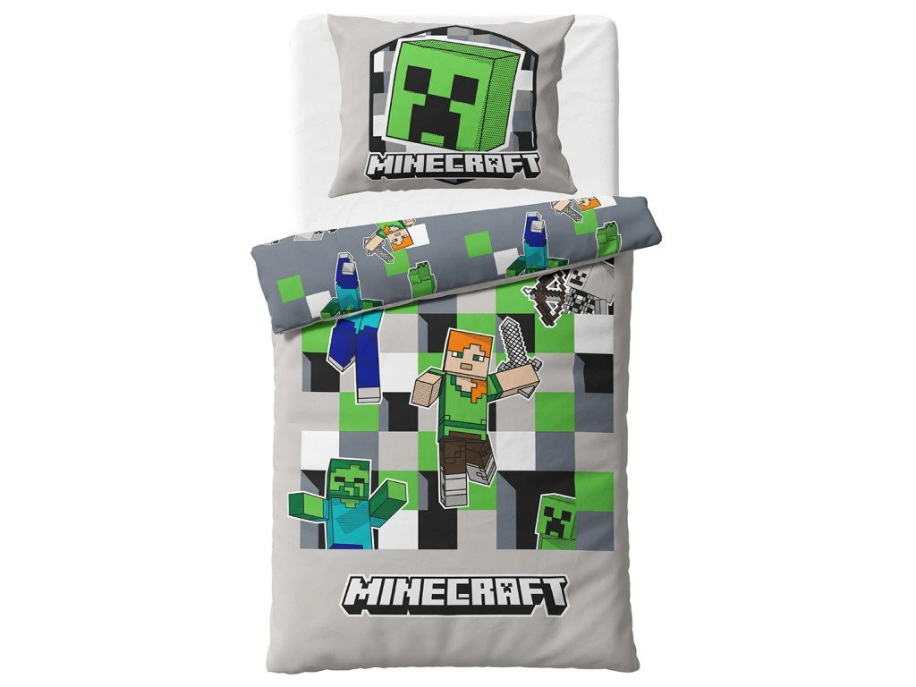 TipTrade Bavlněné povlečení 140x200 + 70x90 cm - Minecraft Objev svůj svět