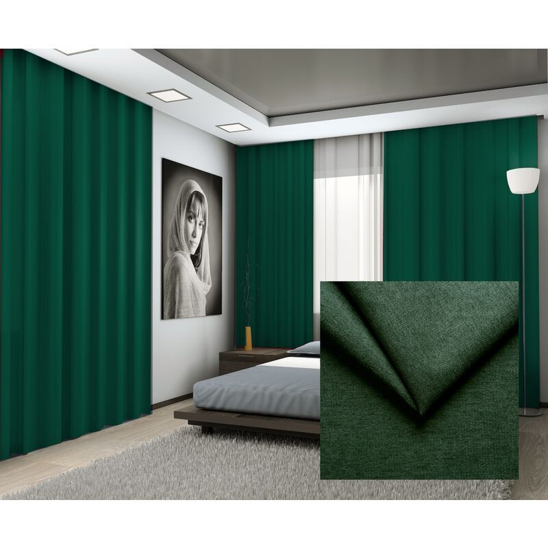 Hotový závěs ENJOY s tunýlkem, tmavě zelený č. 42, 145 x 245 cm