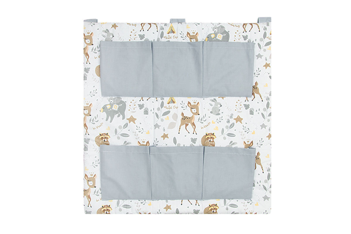 Kapsář na postýlku Lesní zvířátka - šedá
