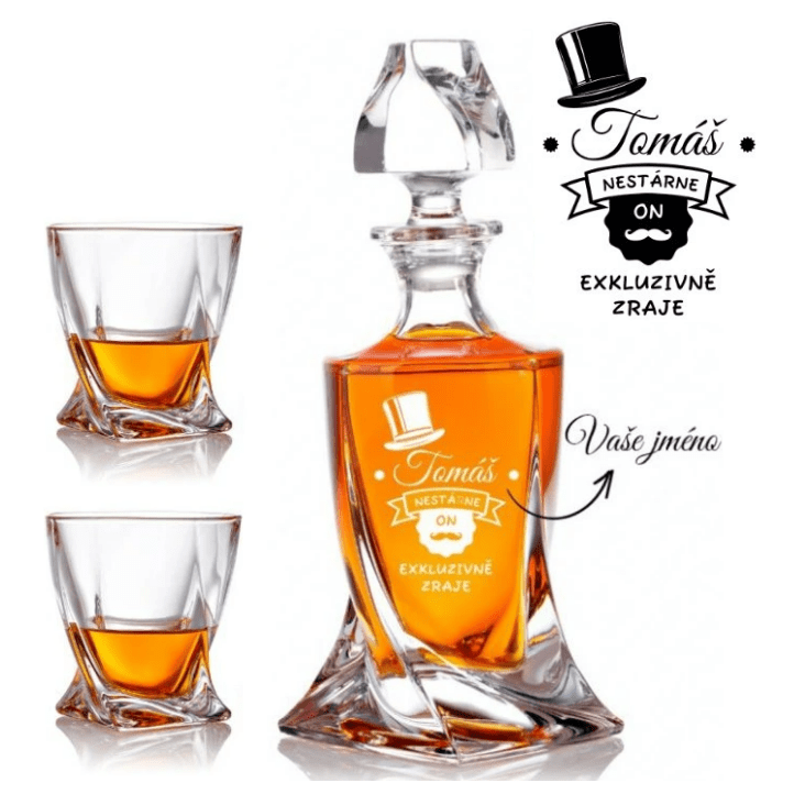 Dekorant Bohemia Crystal křišťálový whisky set s gravírováním ON NESTÁRNE 1+2