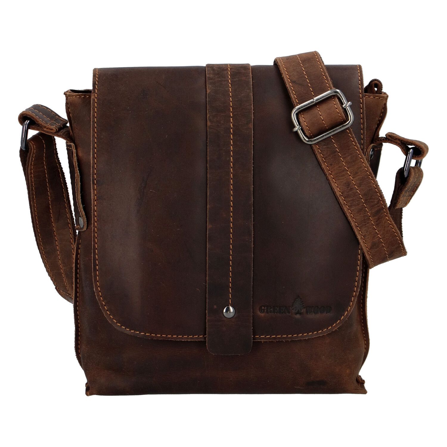 Pánská kožená crossbody taška hnědá - Greenwood Chester hnědá