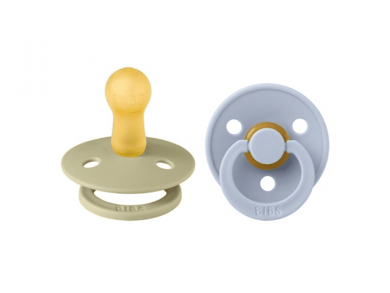 Bibs Dudlíky COLOUR Khaki/Dusty Blue - velikost 1, přír.kaučuk 2ks