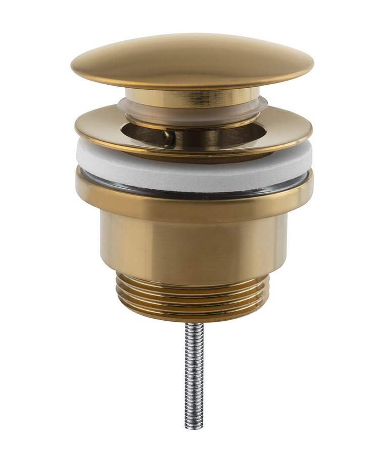 Sapho Umyvadlová výpust 5/4“, click-clack, velká zátka, 10-55mm, zlato mat