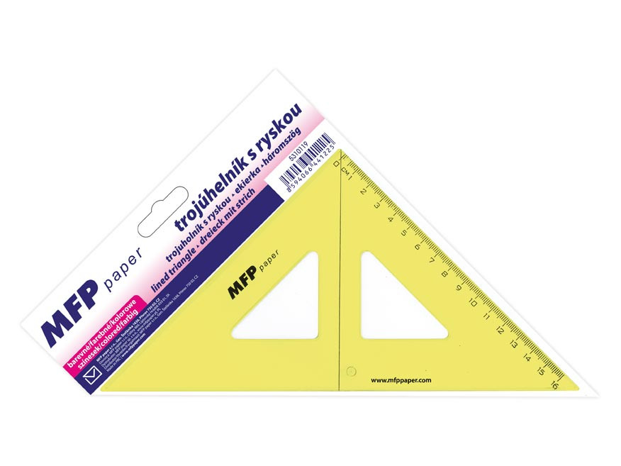 MFP MFP, 5310119, pravítko, trojúhelník s ryskou 45, mix barev, 1 ks Barva: Žlutá