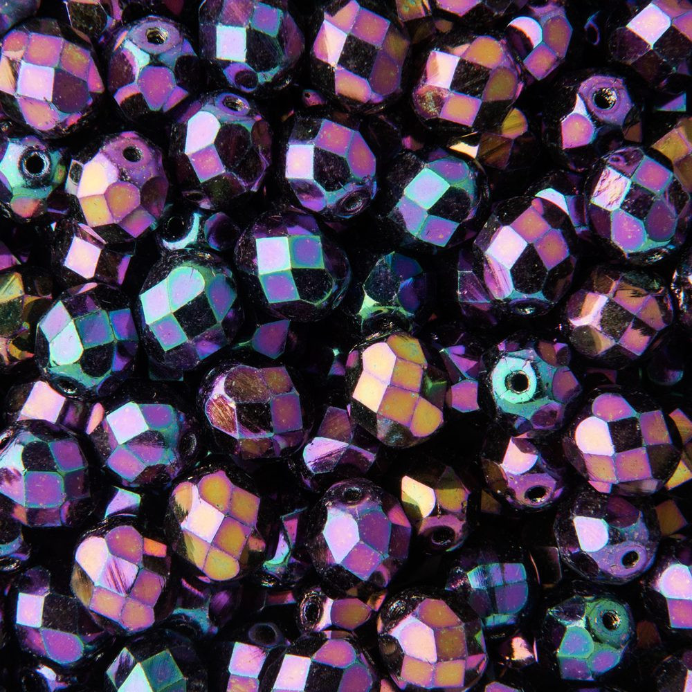 Manumi české broušené korálky 8mm Iris Purple - 110 ks