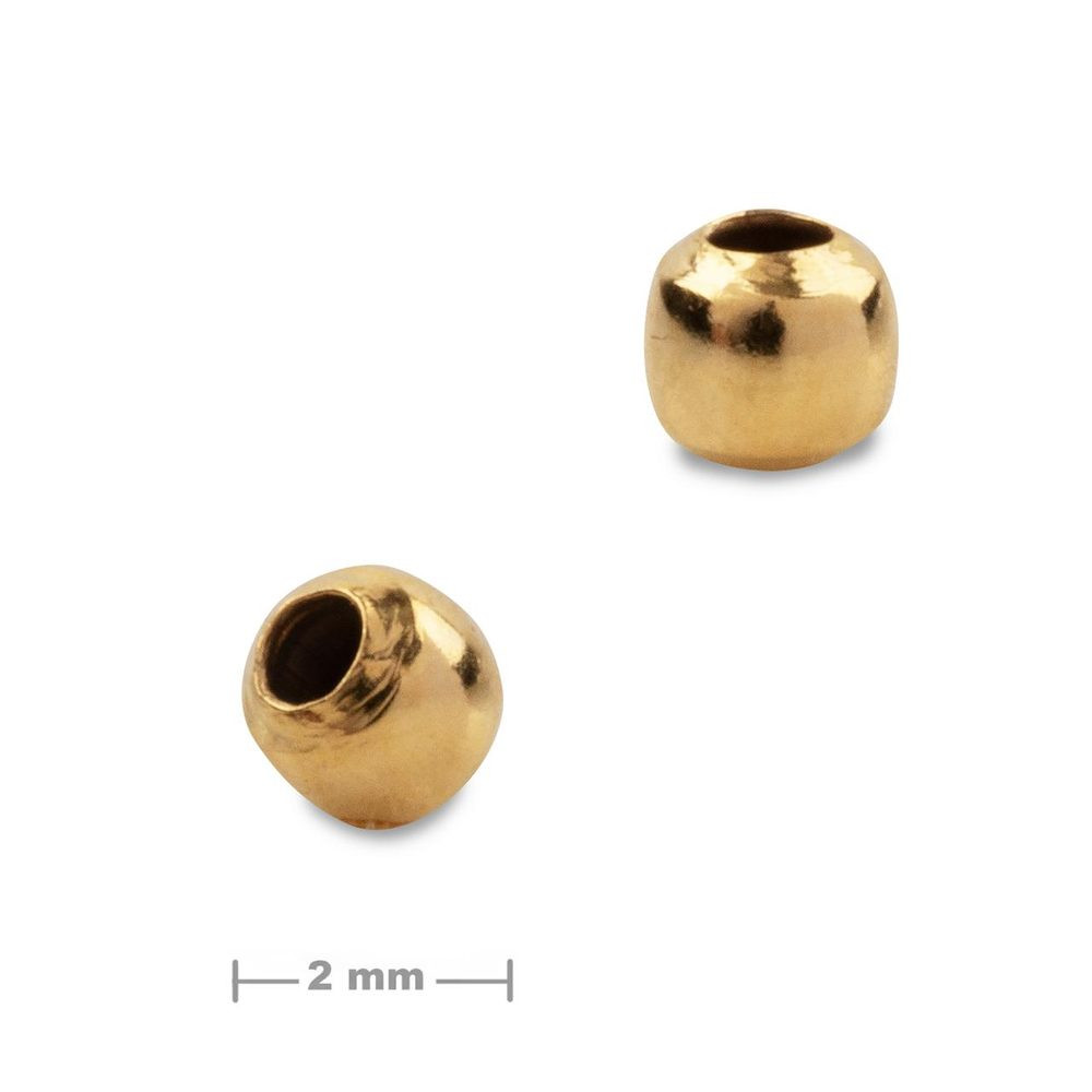 Stříbrný korálek 2 mm pozlacený 24K zlatem - 10 ks
