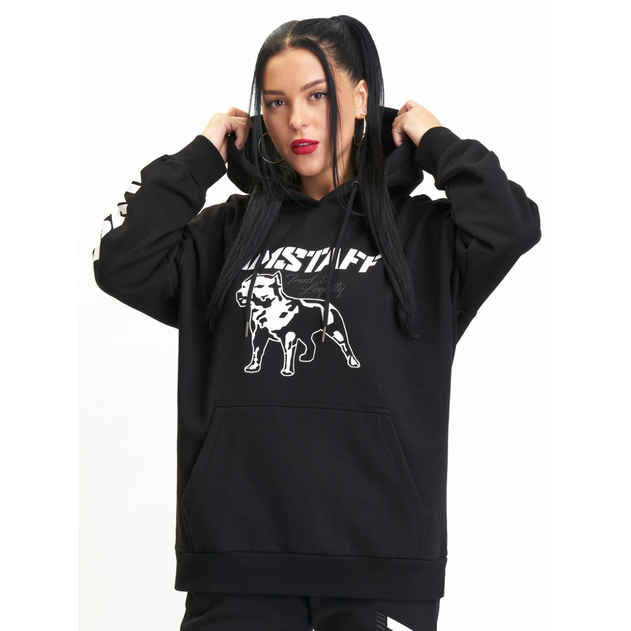 Mikina dámská s kapucí Babystaff Logo - černá, XL