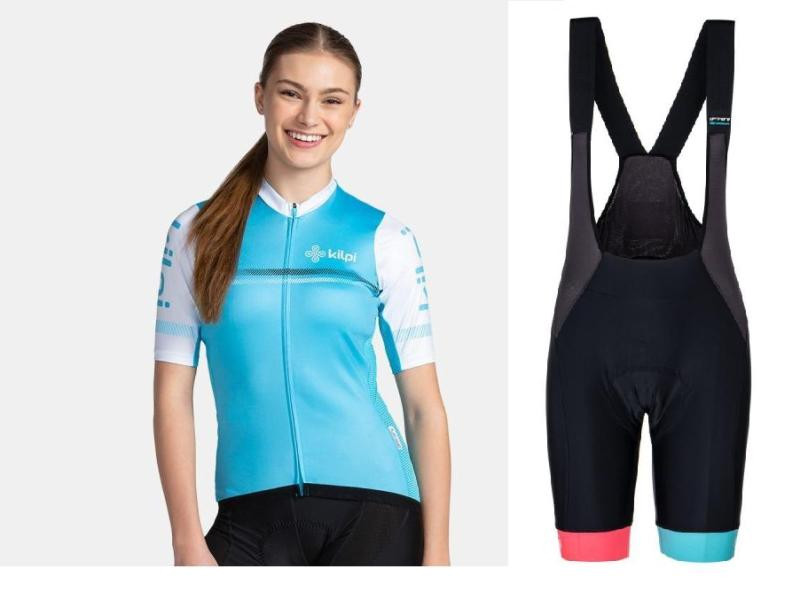 KILPI CORRIDOR-W Modrý cyklistický dres + Kilpi MURIA-W černé cyklistické kraťasy