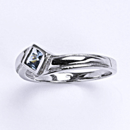 Stříbrný prsten s akvamarínem, vel. 54 a 58