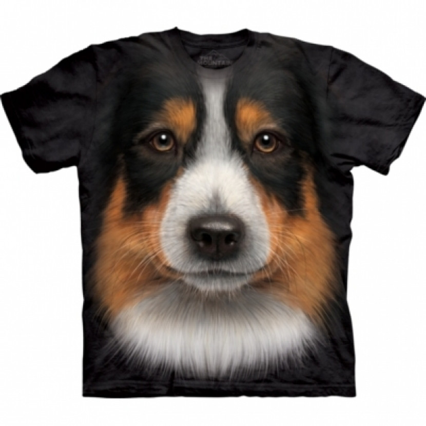 Tričko unisex The Mountain Australian Shepherd - černé, XXL
