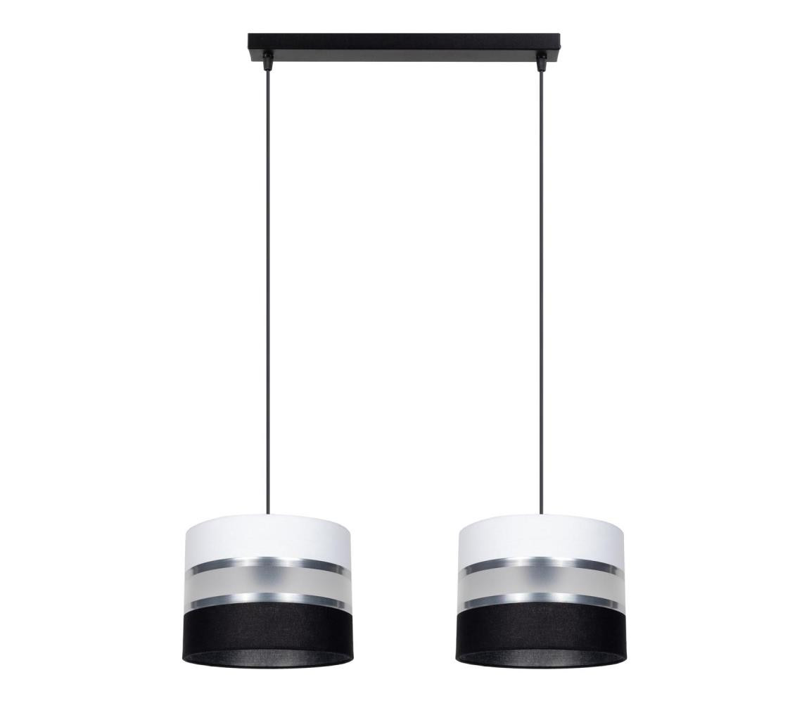 Lustr na lanku CORAL 2xE27/60W/230V černobílá