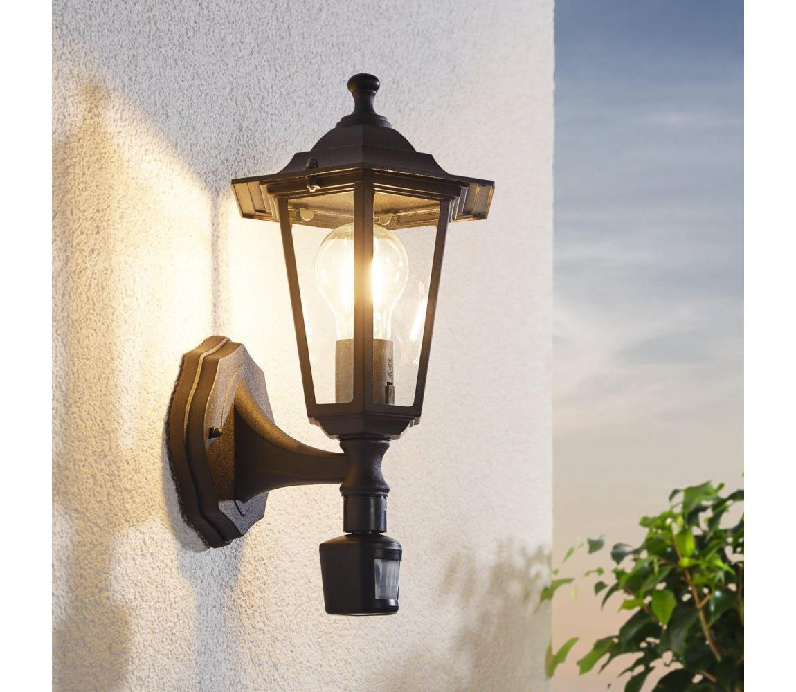 Eglo EGLO 22469 - Venkovní nástěnné svítidlo se senzorem LATERNA 1xE27/60W černá