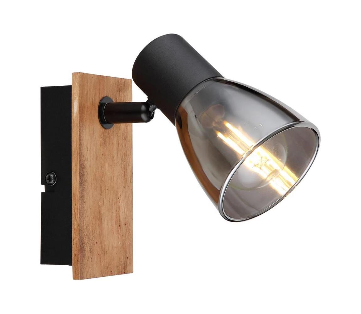 Globo Globo 54307-1W - Nástěnné bodové svítidlo CLAUDE 1xE14/40W/230V černá/dřevo