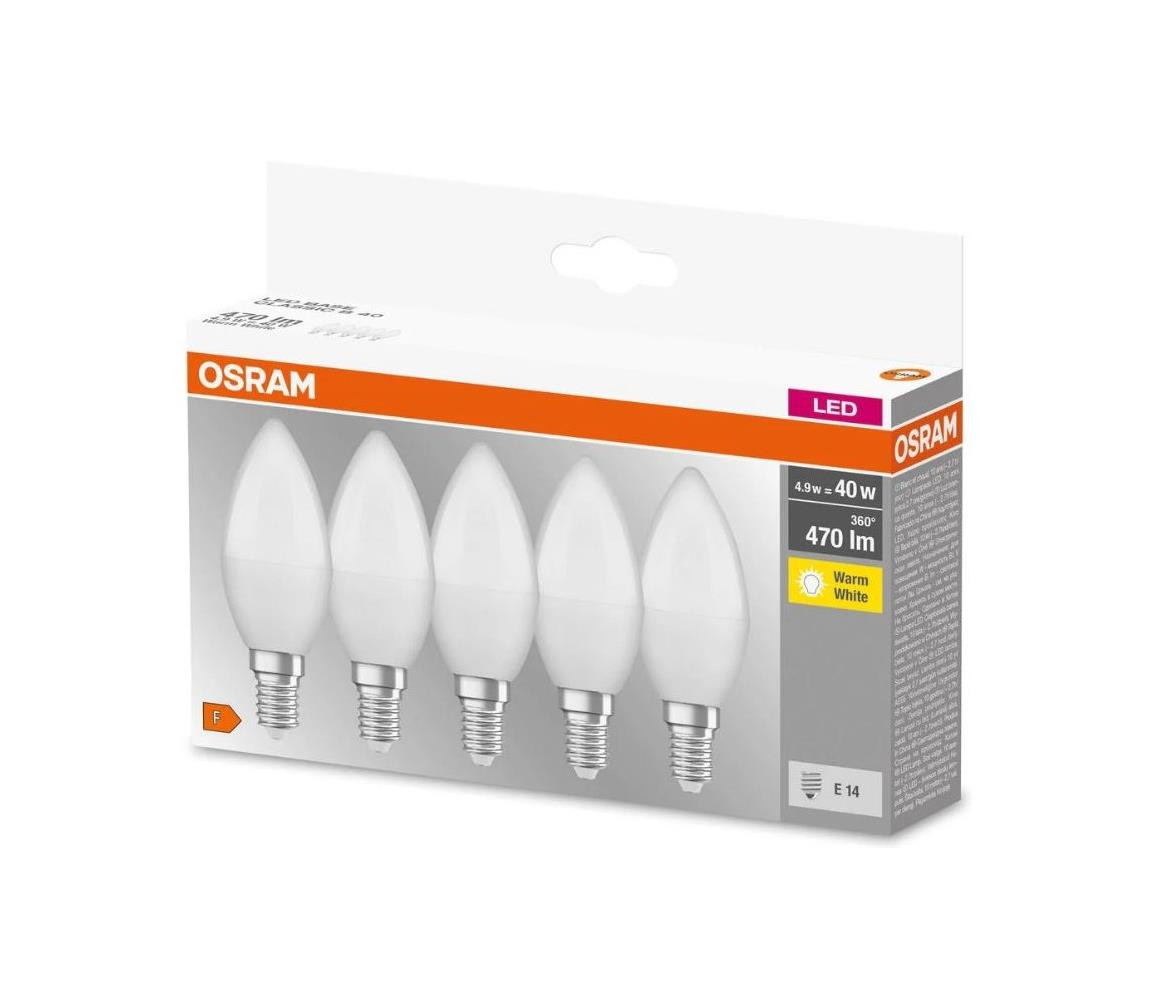 Osram SADA 5x LED Žárovka BASE B40 E14/4,9W/230V 2700K - Osram