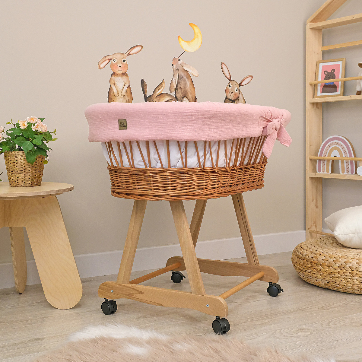 Ourbaby® wicker bed old pink 34295-0 růžová bílá