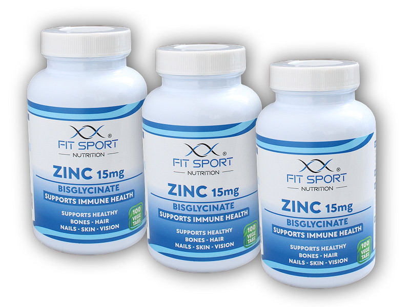 FitSport Nutrition 3x Zinc 15mg Bisglycinate 100 vege tablet