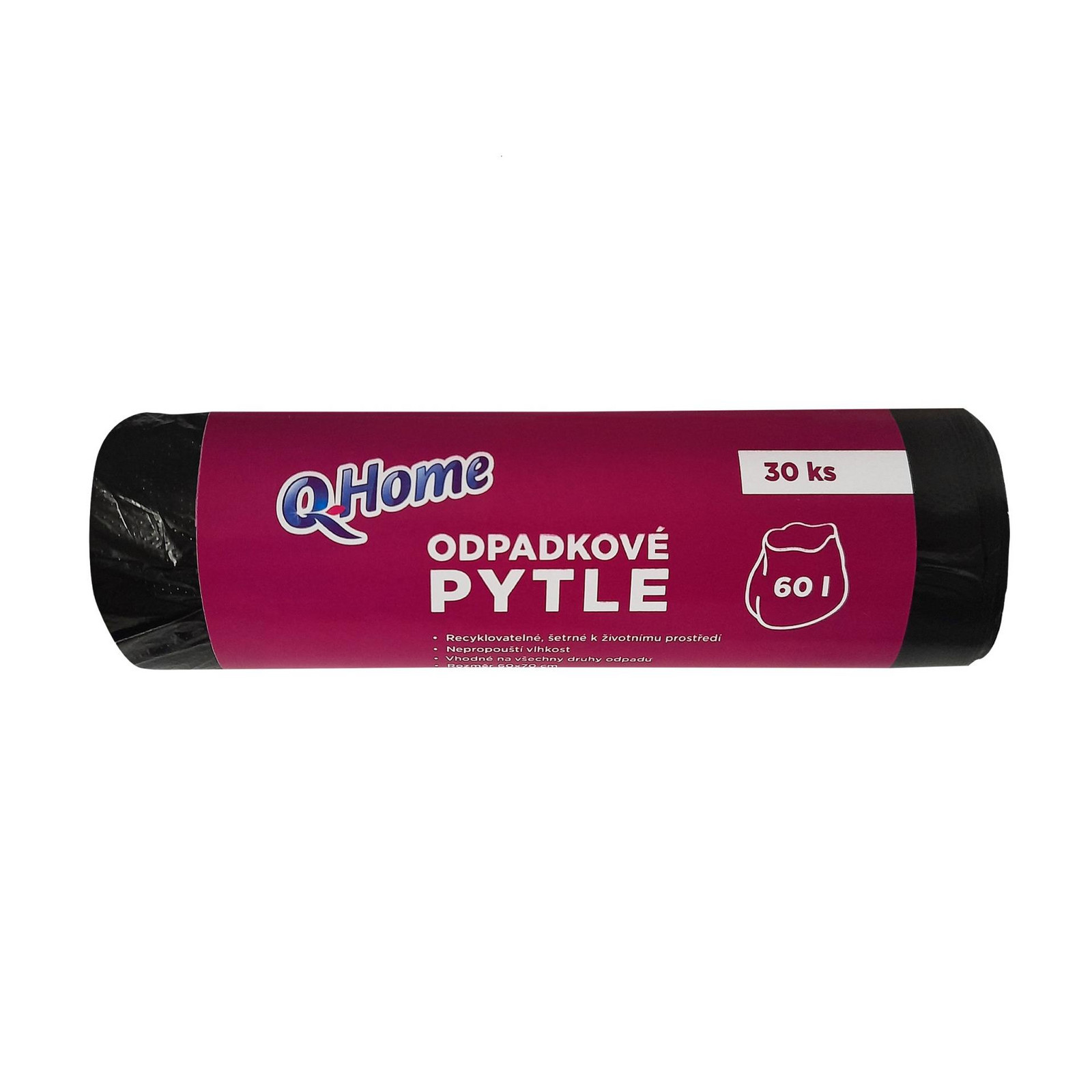 Pytle na odpadky Q Home - černé, 60l,7 µ, 30ks