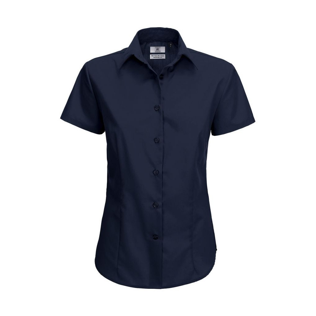 Košile dámská B&C Smart s krátkým rukávem - navy, 3XL