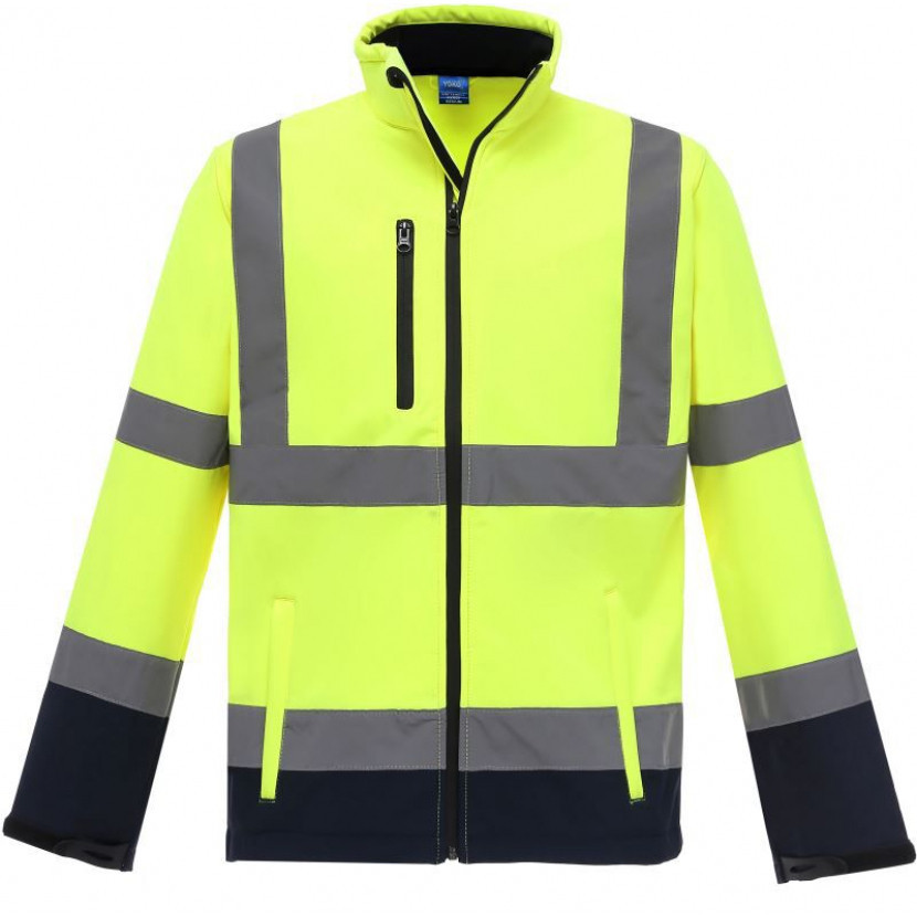 Softshellová bunda Yoko Hi-Vis - žlutá svítící-navy, S