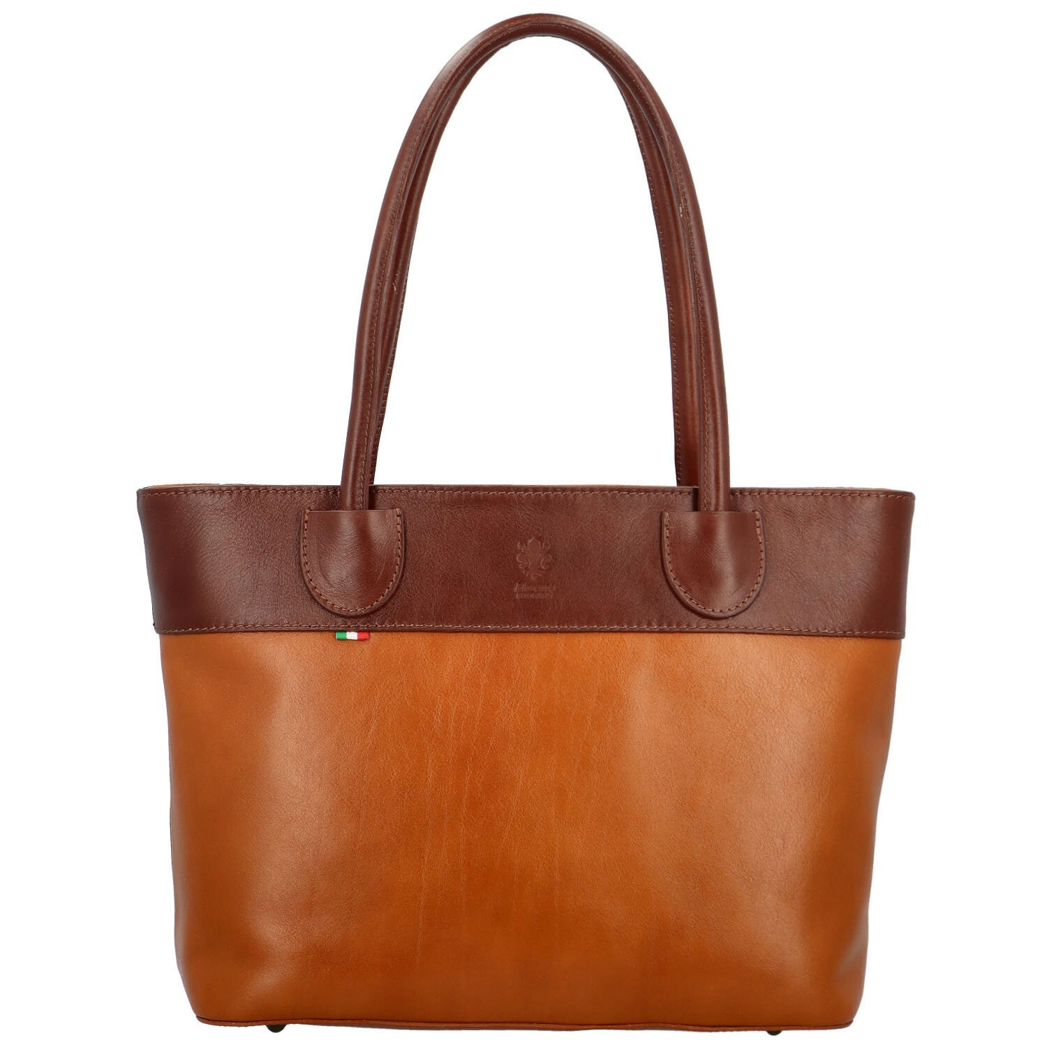 Luxusní dámská kožená kabelka na rameno Erok, koňakovo-hnědá