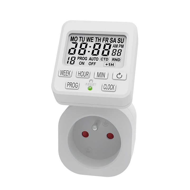 Solight DT35 digitální časový spínač s otočným LCD displejem, bílý