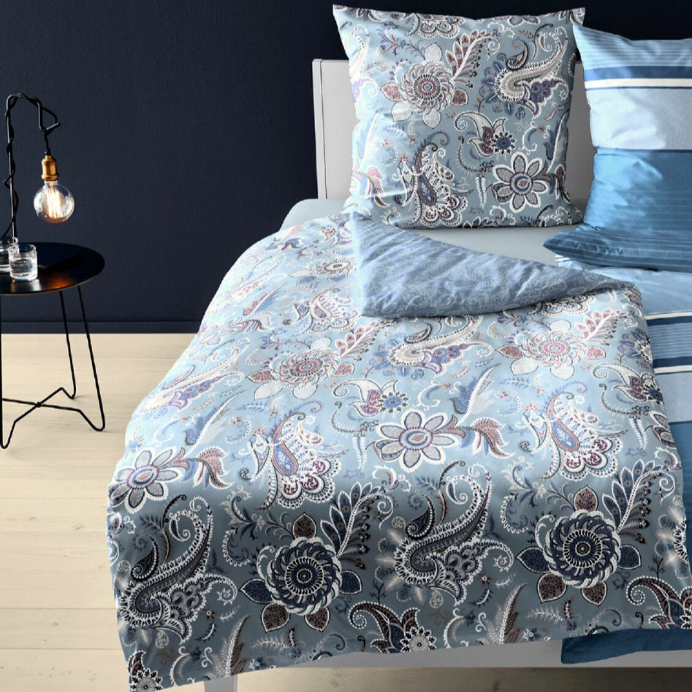 Bierbaum povlečení flanelové 3752 Blue Flowers 140x200/70x90 cm