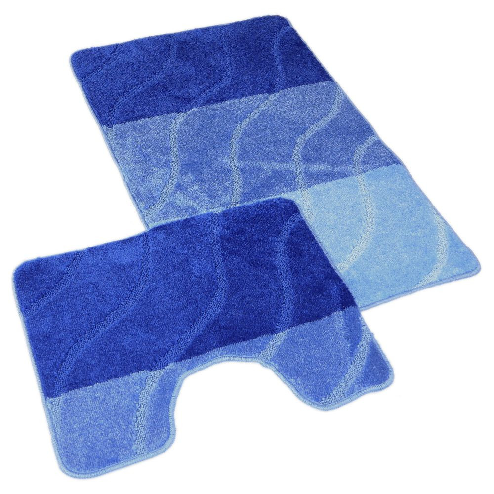 Kvalitex Koupelnová a WC předložka 60x100 + 60x50 cm - Vlny modré