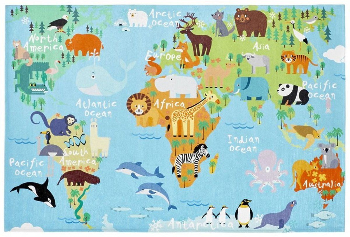 Koberec Ourbaby World map 33388-0 obdélník 160x230 cm modrá
