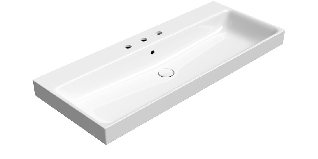 GSI NUBES keramické umyvadlo 120x50cm, 3 otvory, bílá ExtraGlaze
