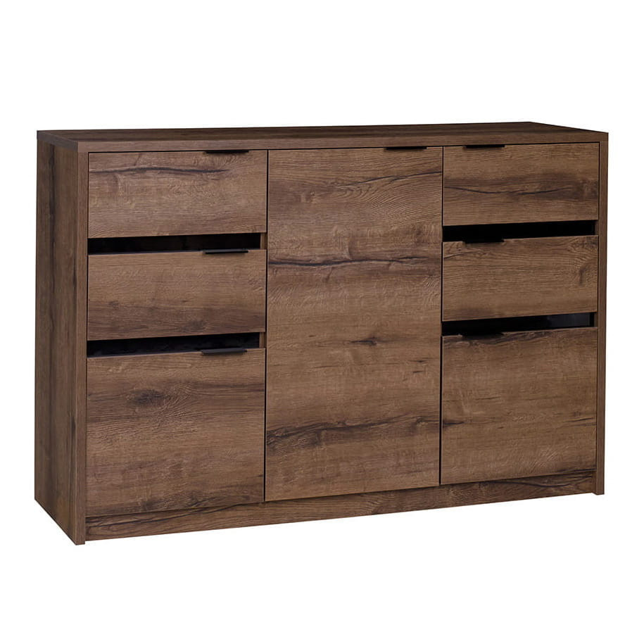 GAB Komoda Devon - Klášterní dub + černý lesk