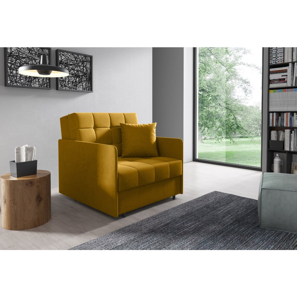 Eka Pohovka AMERYKANKA 169, 90 cm Barva látky: KRONOS 01 (Žlutá)