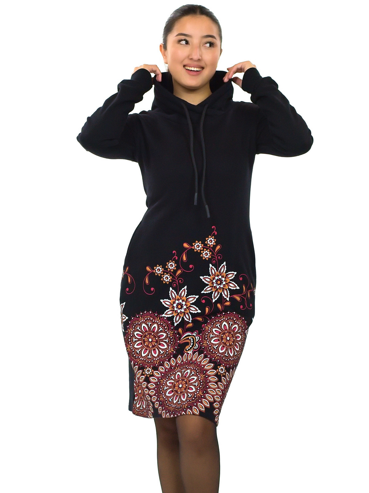 Himalife Šatomikina s maxi límcem Siena - černá s červenou a oranžovou Velikost: XXL