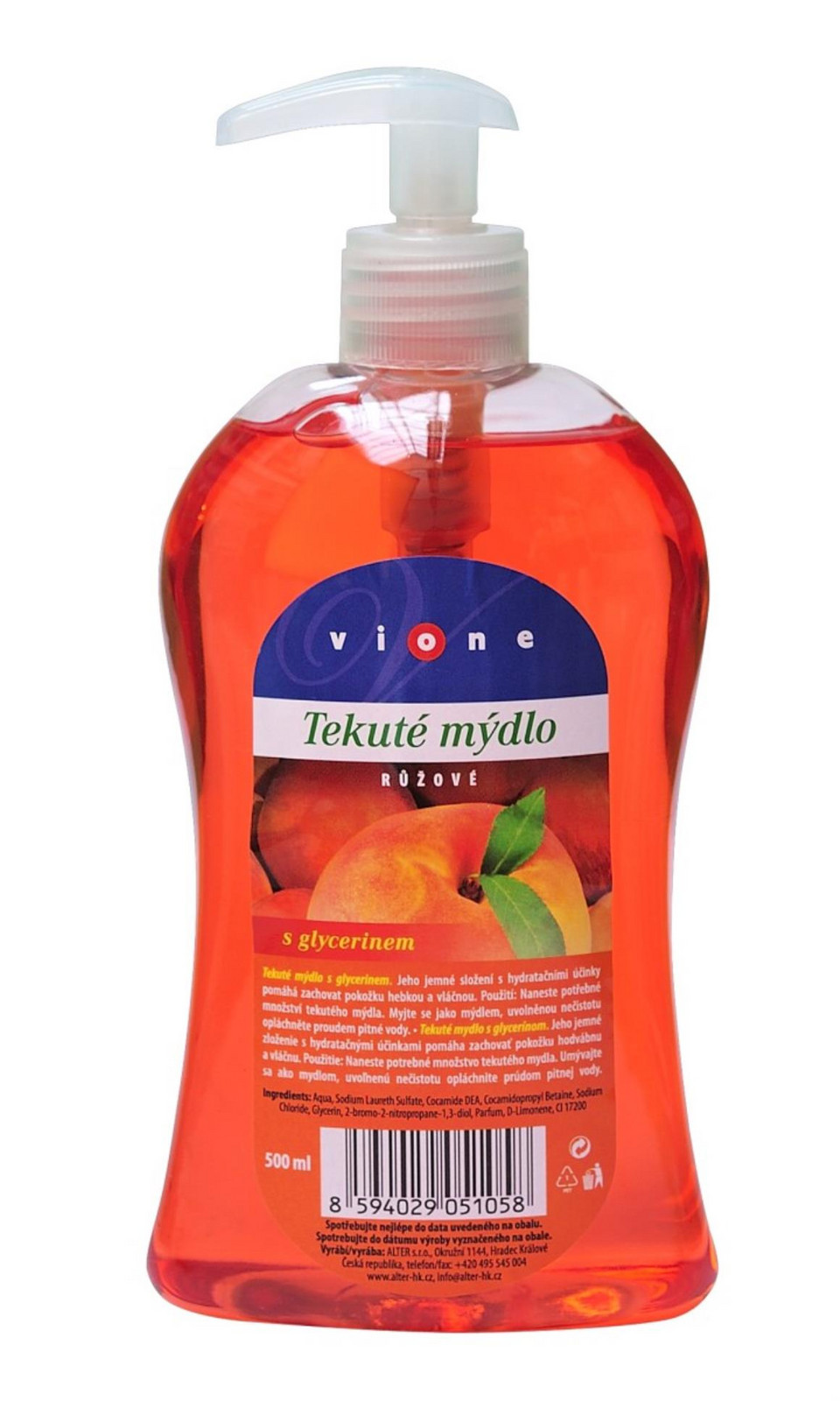 Tekuté mýdlo Vione - broskev,  500 ml