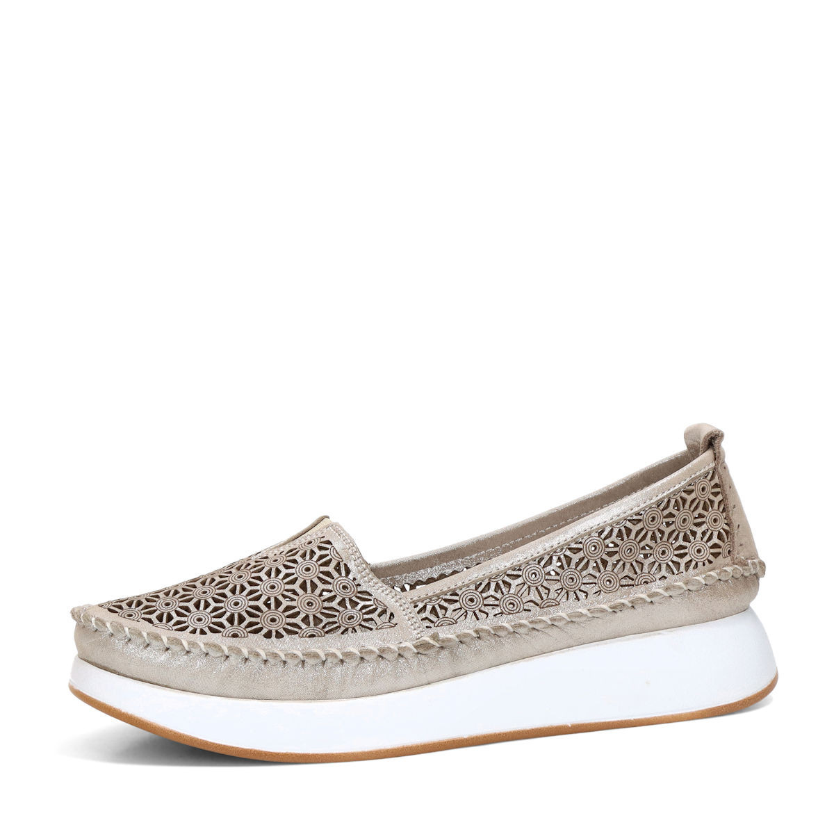 Robel dámské kožené polobotky - béžovo stříbrné - 36