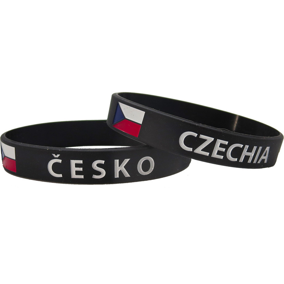 Náramek silikonový Česko Czechia - černý