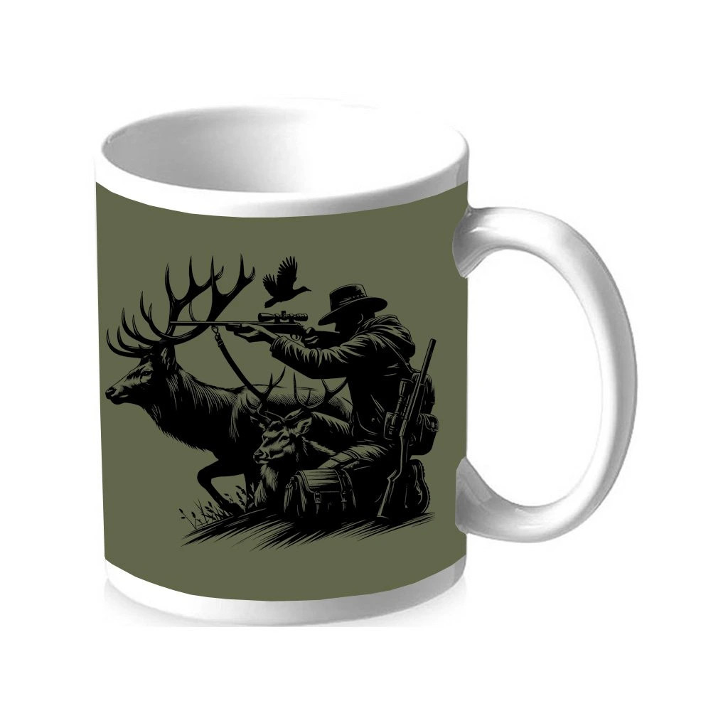 Hrnek Striker Lov - olivový-bílý