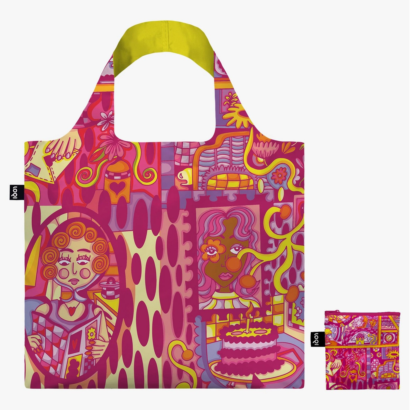 Skládací nákupní taška LOQI SHEIKHA AL HABSHI Pink Hues