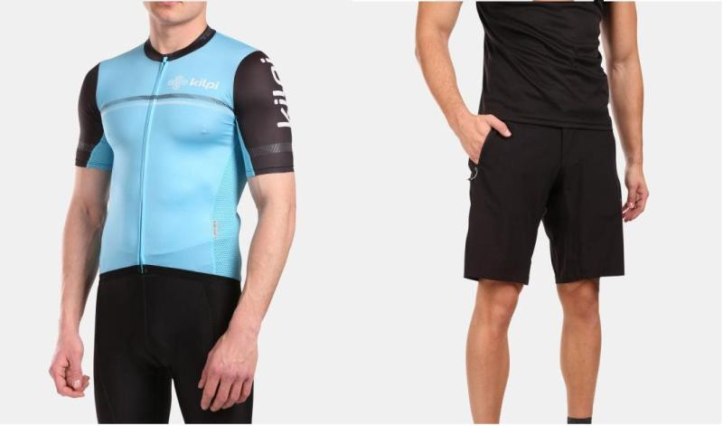KILPI CORRIDOR-M Světle modrý cyklistický dres + KILPI HIXON-M Černé cyklistické kraťasy