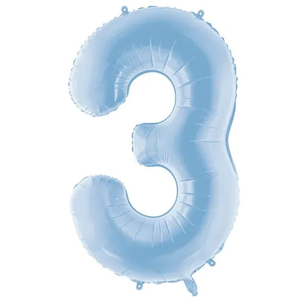 Balónek fóliový číslo 3 mlhavě modrá 86 cm