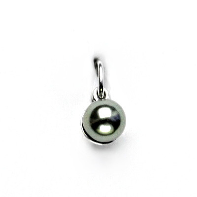 Stříbrný přívěsek synt. perla 6 mm - P 1183 šedozelená