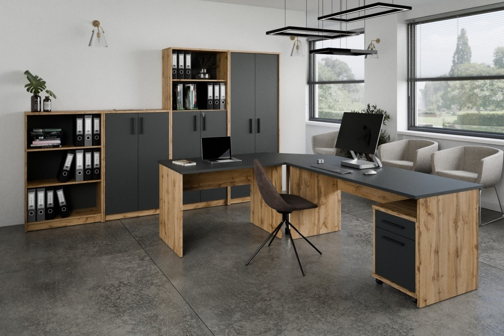 Kancelářská sestava NEJBY GIANNI 11, dub wotan/antracit