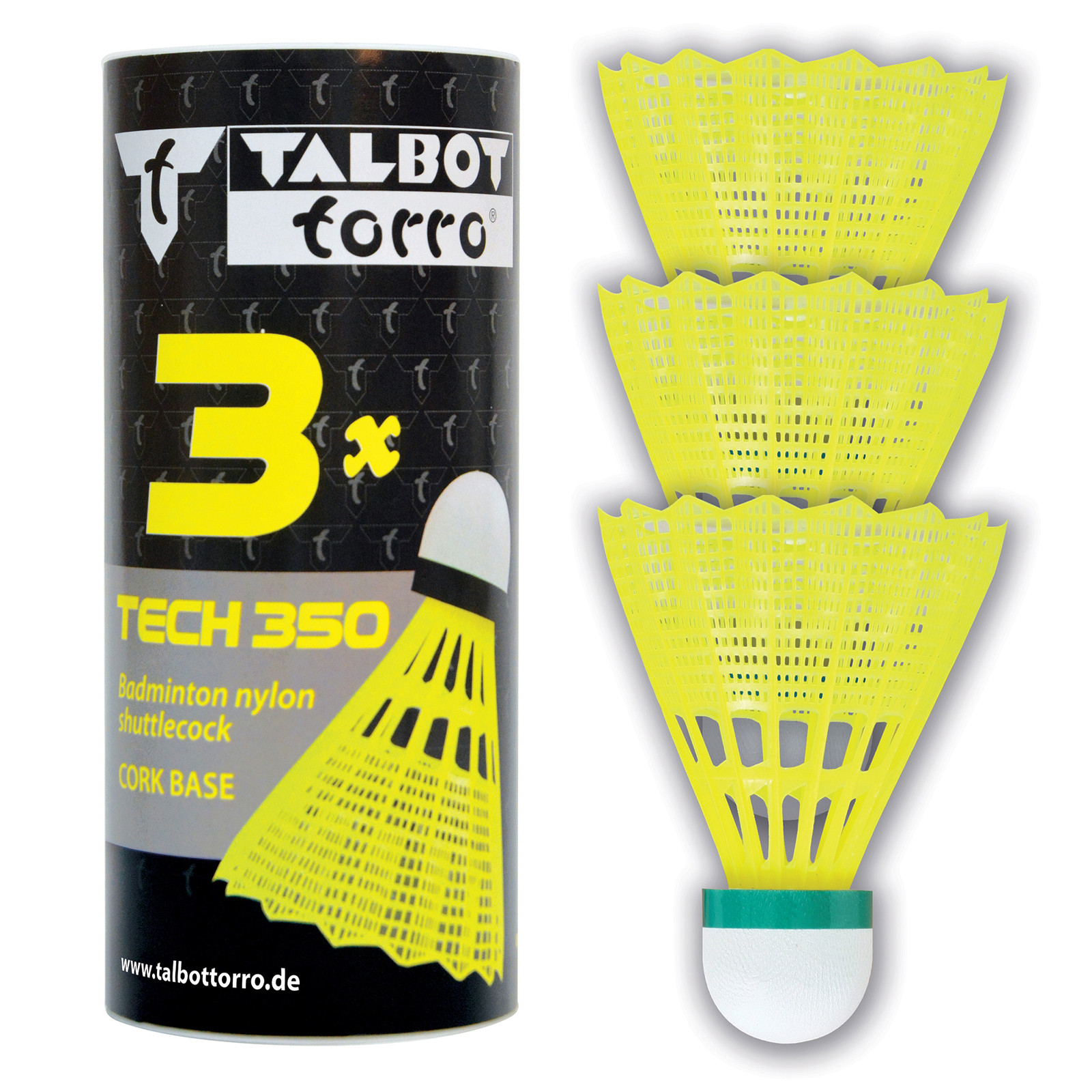 Badmintonové míčky TALBOT TORRO Tech 350 Slow 3 ks - žluté